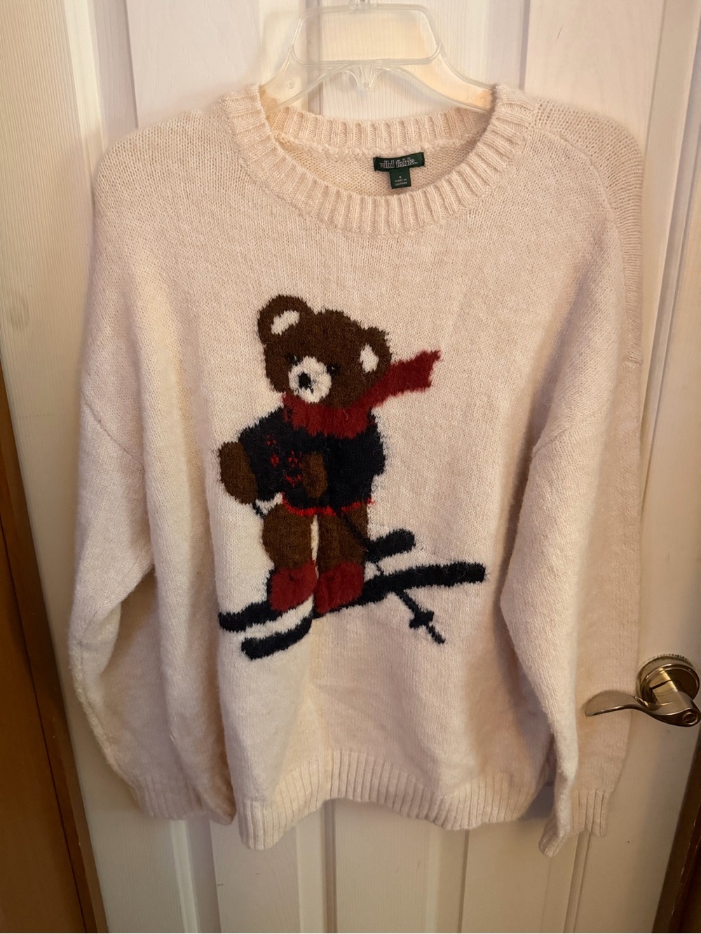 Cream Teddy Ski Crewneck Sweater - Women's